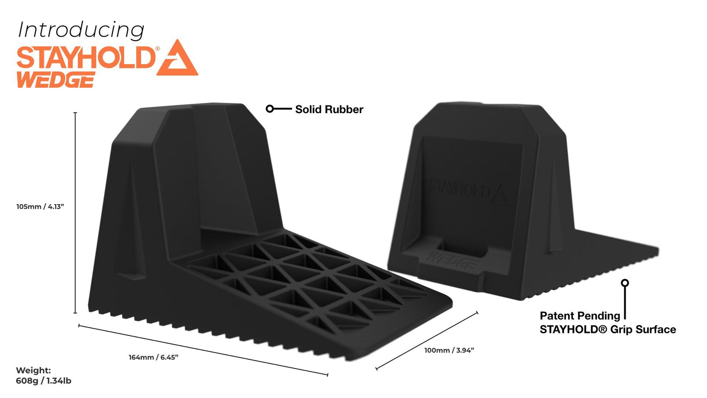 CARGO WEDGE 2-PACK + TETHER. (Solid Rubber Cargo Chocks)